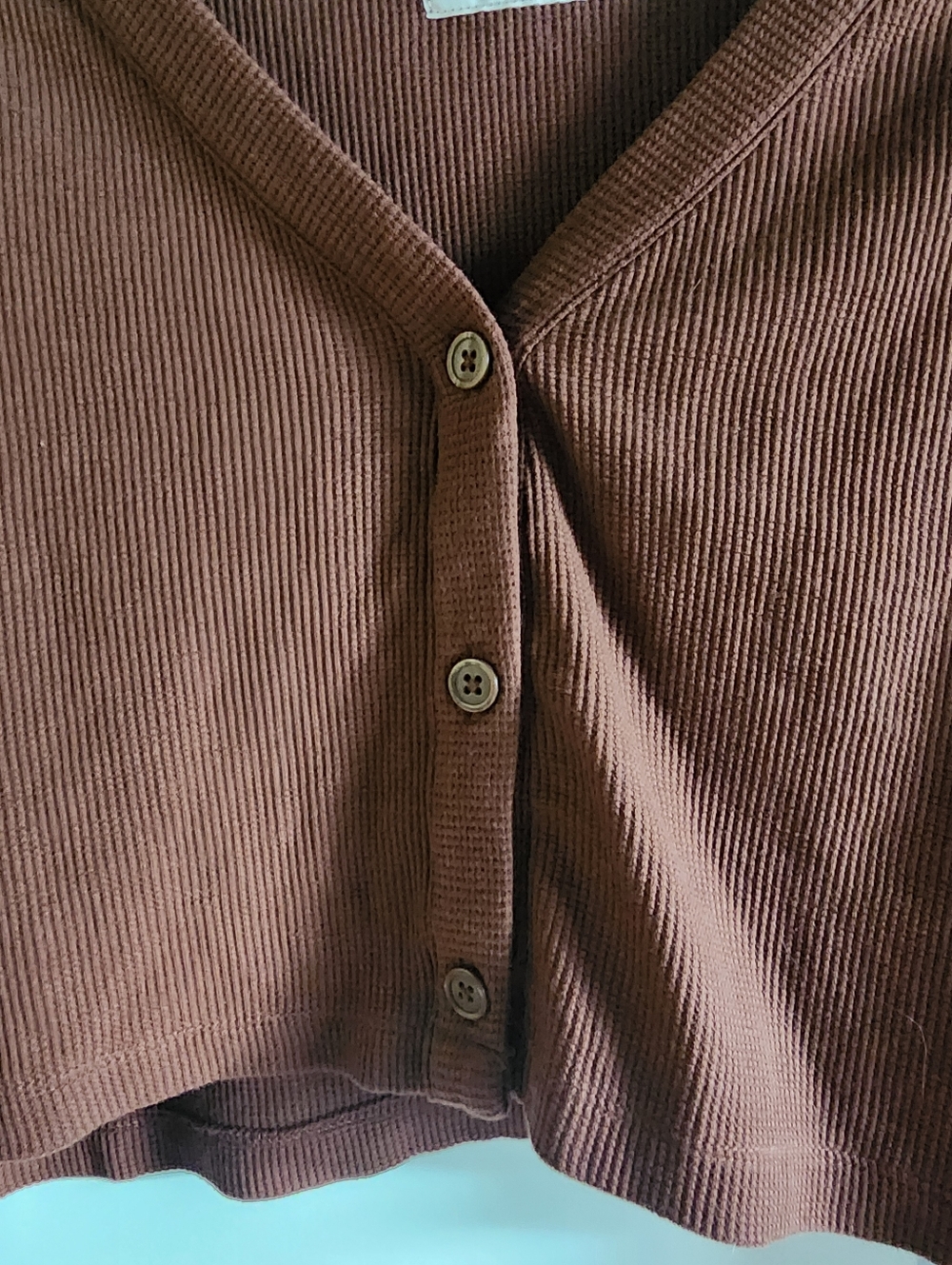 Aeropostale Brown Crop Button Up Cardigan - Picture 3 of 7